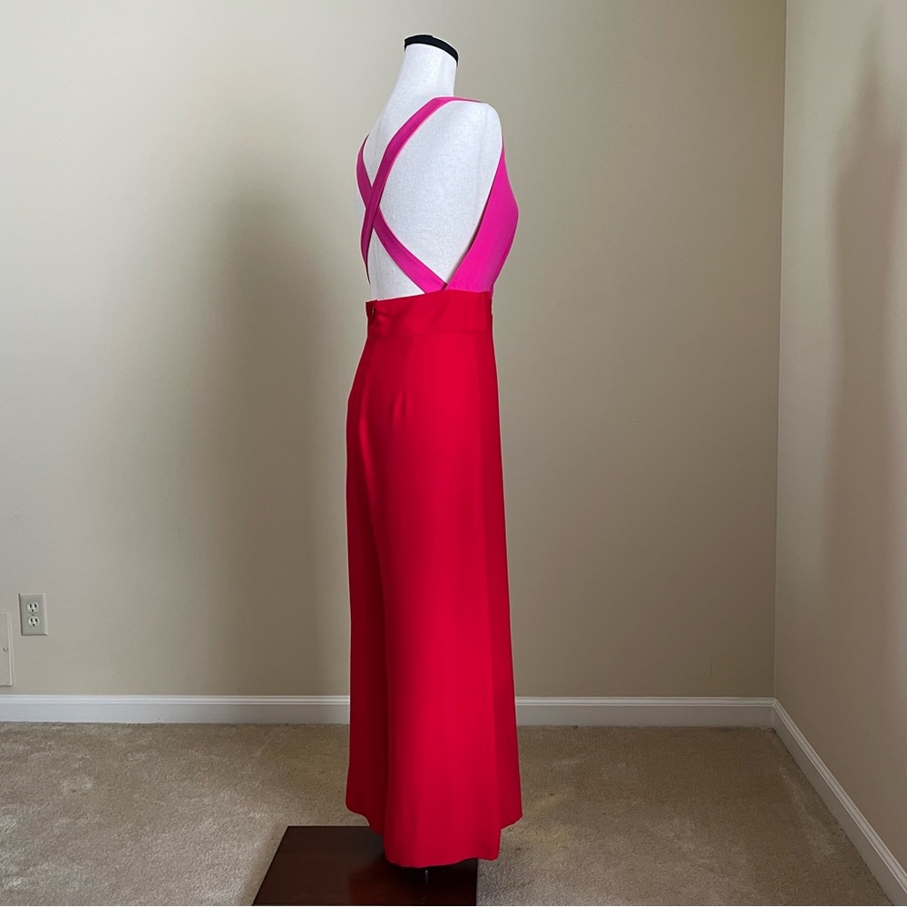 NWOT STAUD - Square Neck Jumpsuit in Red and Pink - 10 - Picture 4 of 16